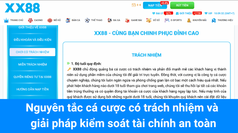 Nguyên tắc cá cược có trách nhiệm và giải pháp kiểm soát tài chính an toàn